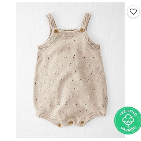 Carter's Organic Little Planet Baby Pointelle Cream Color Bubble Romper Size 18m - Picture 1 of 13